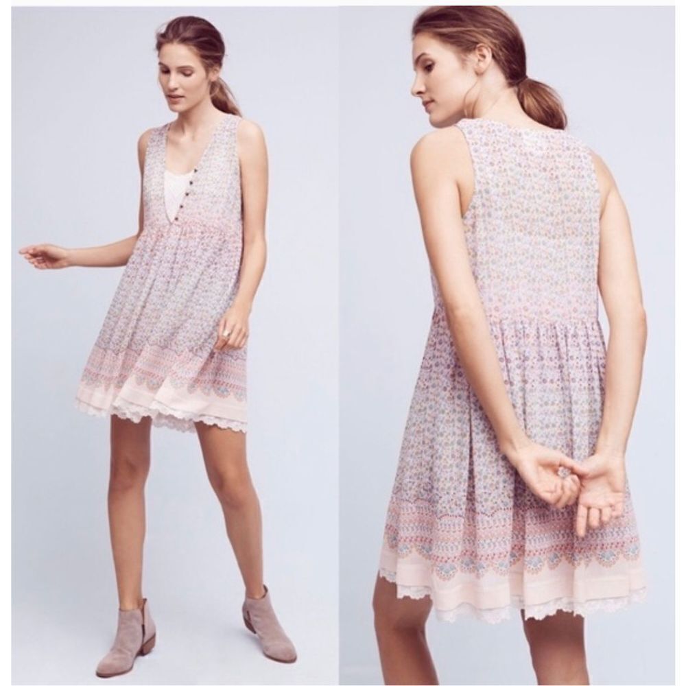 Maeve Anthropologie Violetta Rainbow‎ Tunic Dress Sheer size Small